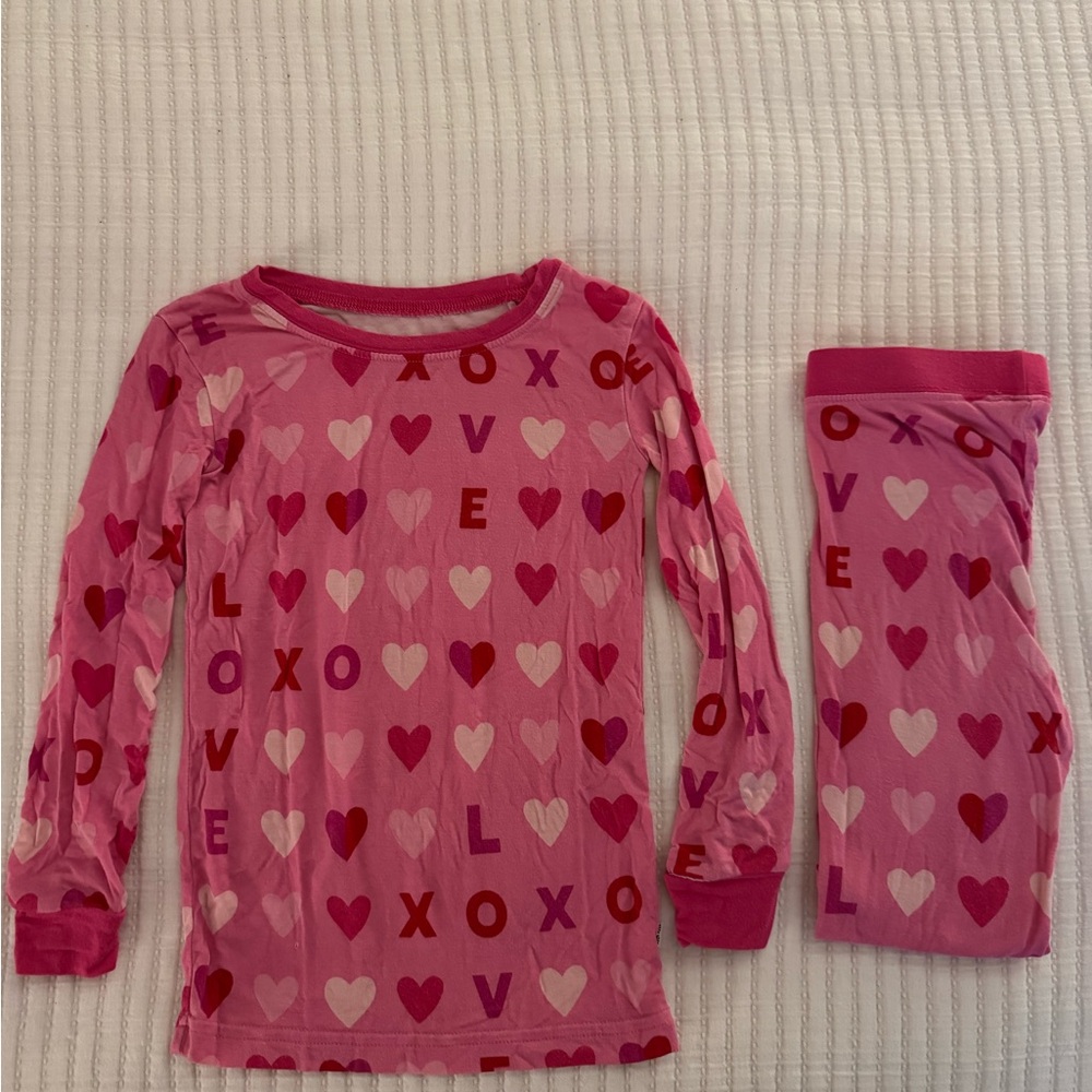 Little Sleepies Pink and Red Heart Pajama Set- 3T